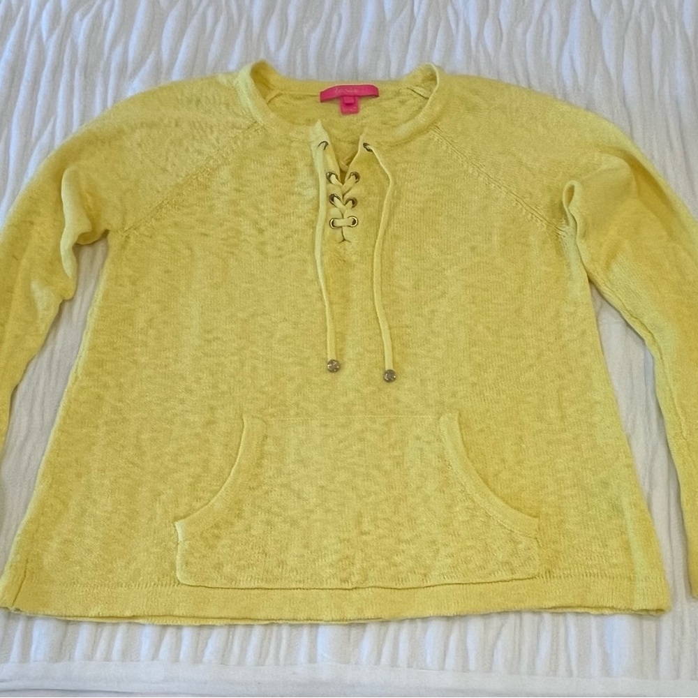 Lilly Pulitzer Yellow Lace-Up Sweater